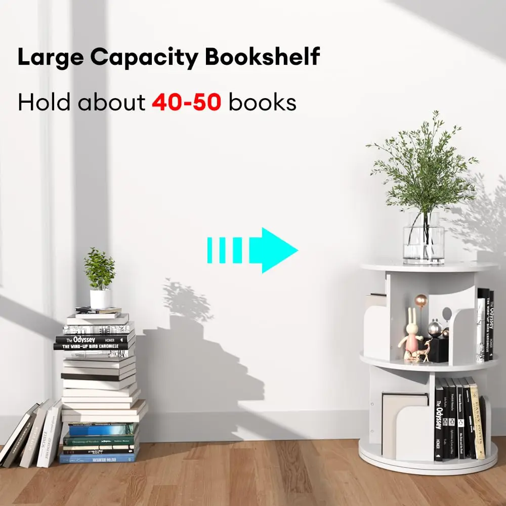 product zc custom 360 rotating wooden bookshelf childrens reading display book stand corner book rack decorative storage shelves-9