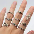 Silver Jewelry Luxury Accessories Women Silver Color Rings Knuckle Ring Set Party Jewelry