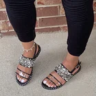 Flat Sandals Hot Sale New 2021 Designer Top Glitter Laser Color Women Flat Sandbeach Shoes Women's Sandals