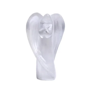Natural white selenite statue in plaster crystal healing stone hand-carved guardian Angel