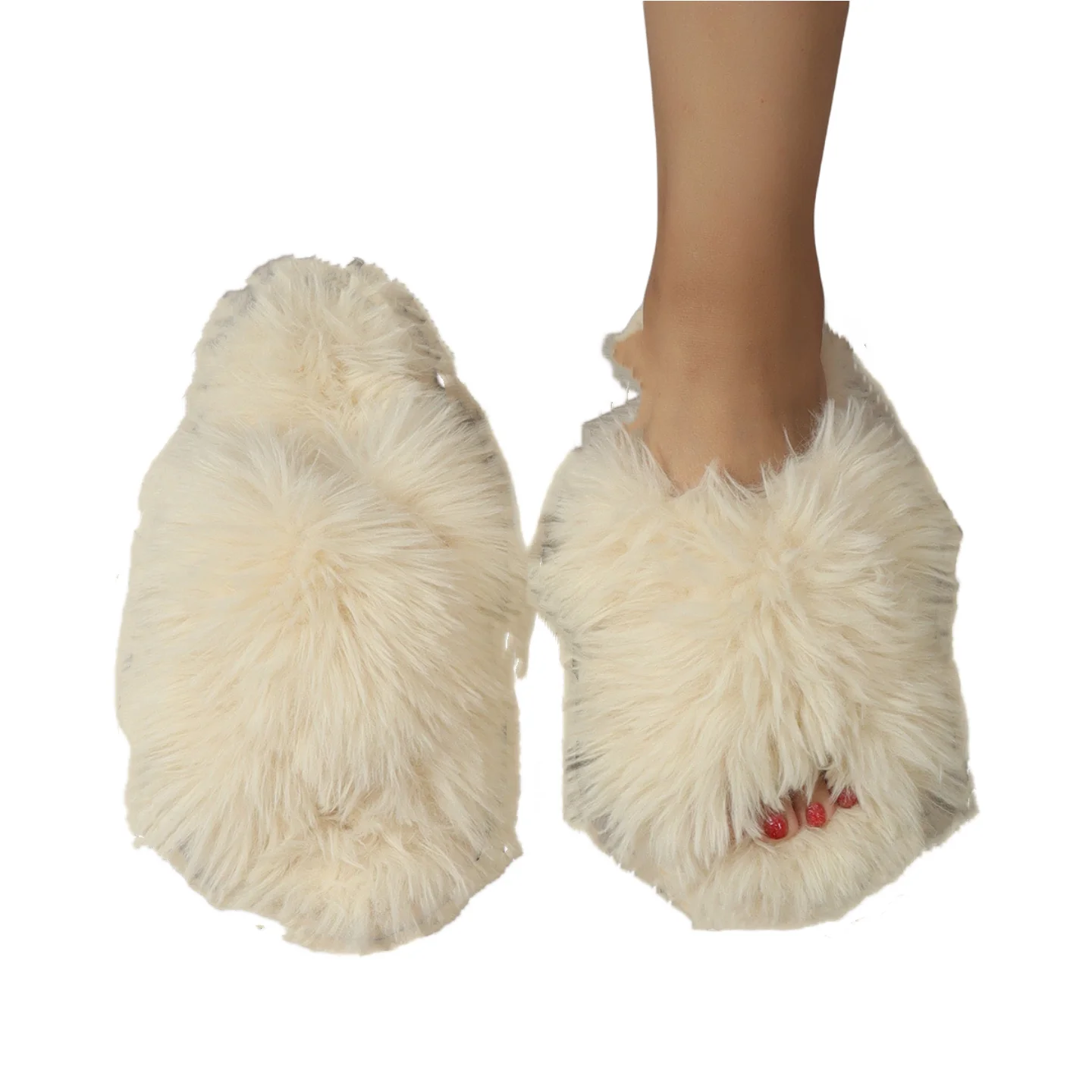 Soft Bottom Plush Femmes Peluche Pantoufle Fuzzy Fur Fluffy Slipper for Women