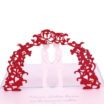 Wholesale Custom Handmade 3D Pop Up Laser Cut Gay Wedding Card Invitation