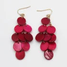 Hot Earring Earrings Hot Sale Fashionable Diamond Shape Fuchsia Shell Disc Earring