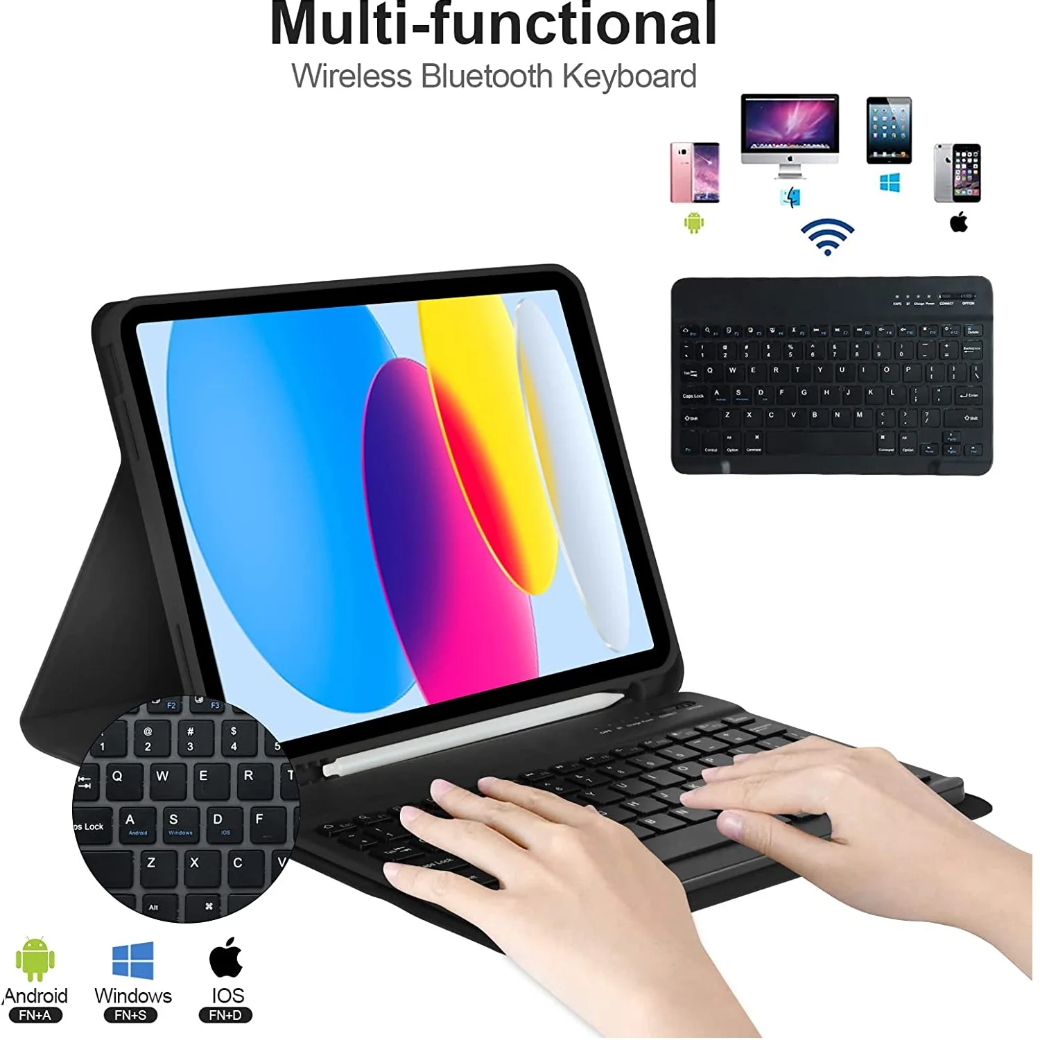 Custom Detachable BT Wireless Keyboard Case for IPad 10th Generation 10.9 Inch 2022 Tablet Protective Cover