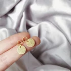 Fashion Micro Pave Earrings Fashion Ins Coin Design Micro Pave Sterling Silver Earrings 18k Gold Plated For Women
