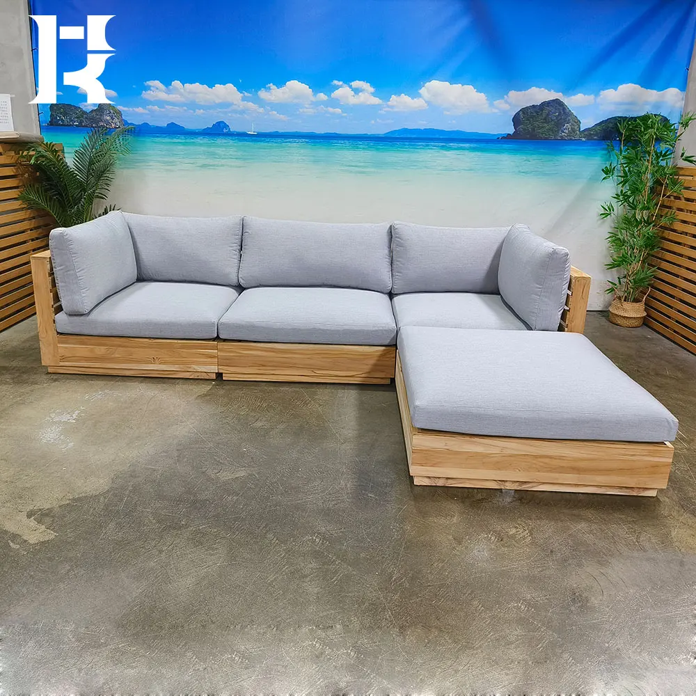 wooden garden l shape sofa