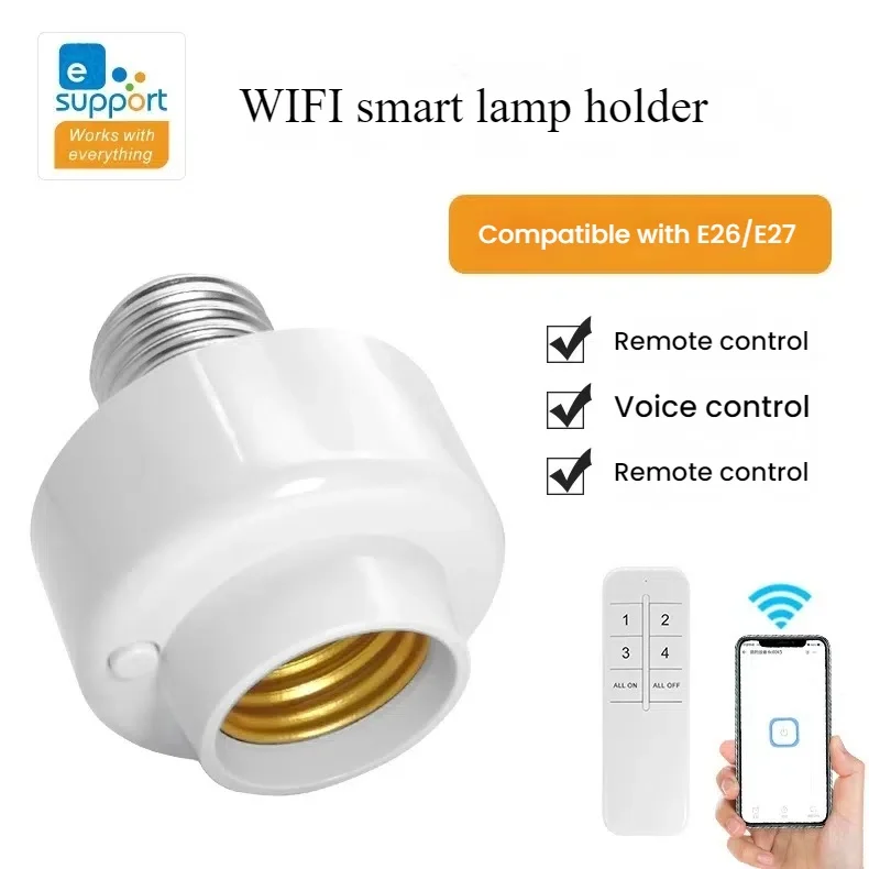 Yiweilian WiFi toma de corriente inteligente enchufe E26/E27 portalámparas teléfono inalámbrico Control remoto temporizador interruptor UE enchufe barra diseño hogar
