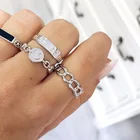 Women Ring Gold Plated European And American Ins Style Women Ring Retro 18k Gold Plated Geometric Hollow Closed Chain Ring