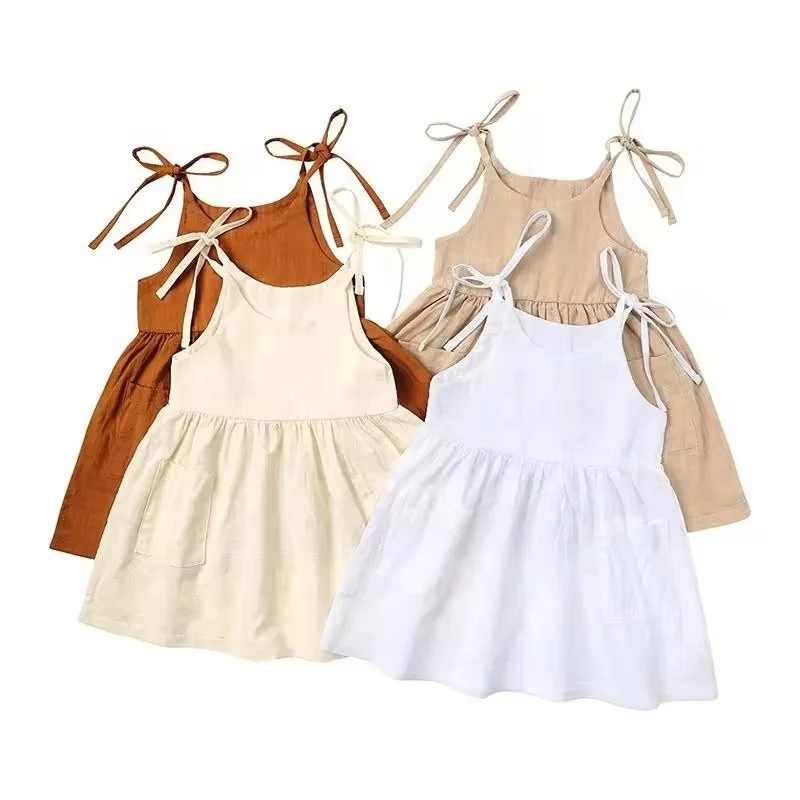 Girls Off Shoulder Dress Sleeveless Ruffle Spaghetti Straps Smocked A-Line Chiffon Dress 5-10Y