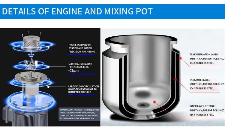 20L 50L Laboratory Stirring Machine Ointment Vacuum Emulsification Mixing Machine