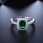 Silver Turquoise Ring 925 Silver Sterling Engagement And Wed Emerald Turquoise Moissanite Simulated Diamond Ring