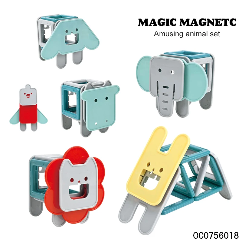 Animal magnetic tiles building blocks stem  educational magnet building block