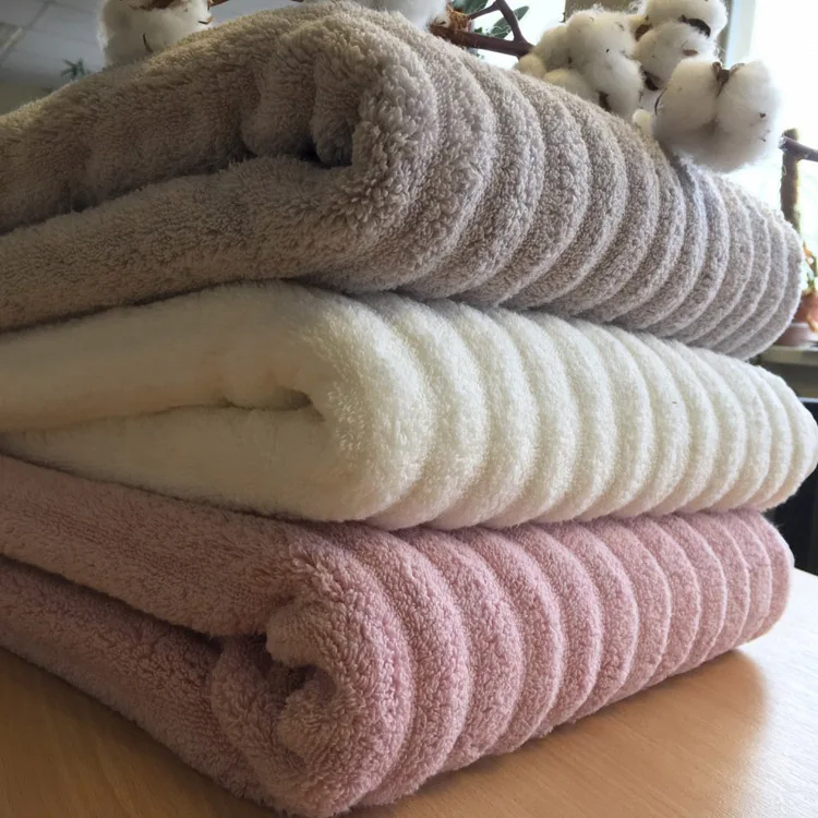 cotton jacquard stripe bath towel large size spa hotel towels thick ribbed towel