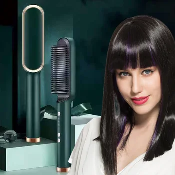 High Quality Electric Straighten Hair Brush Professional Curler Straightener Comb Fashion Fast Heating Ceramic Hair Straightener