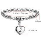 Charm Alphabet Initial Charm Bracelets Stainless Steel Heart 26 Letters Alphabet Bracelet For Women