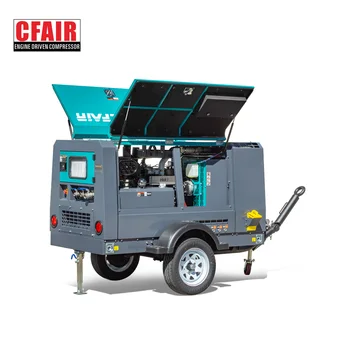 Silent CFAIR Screw Compressor Stationary Lubricated for Farming with 100 psi Towing Capacity 100cfm 7/10.5bar Pressure