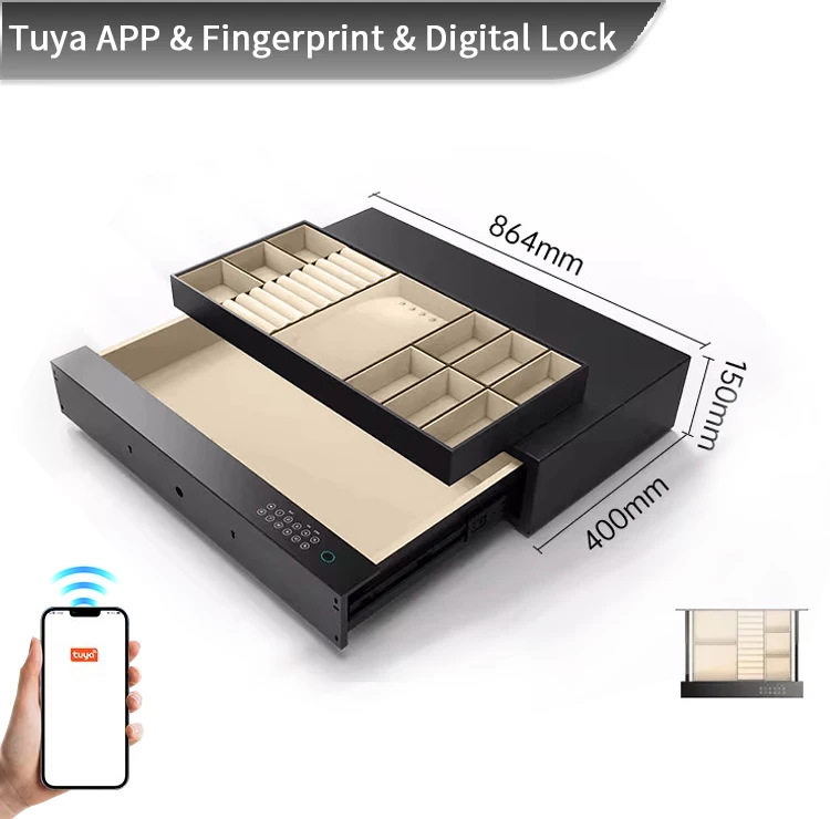 product ceqsafe smart fingerprint lock hidden drawer safe box cash jewelry safety drawer hotel safe for wardrobe-9
