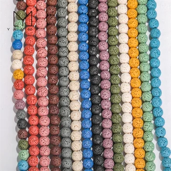 Wholesale Colorful  Round Shape 8mm Lava Beads Volcanic Rock Loose Beads