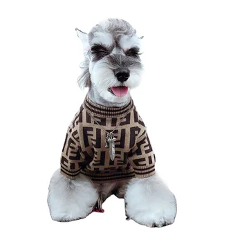 Luxury Designer Pets Dog Sweater Grid Cardigan Dog Fashion Woolen Clothing Autumn Winter New Warm Cat Sweater Dog Apparel