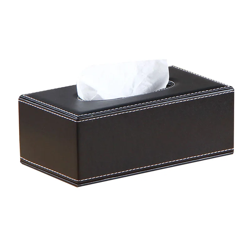Leather PU Durable Standard Tissue Box Holder For Home Car Office Rectangular 