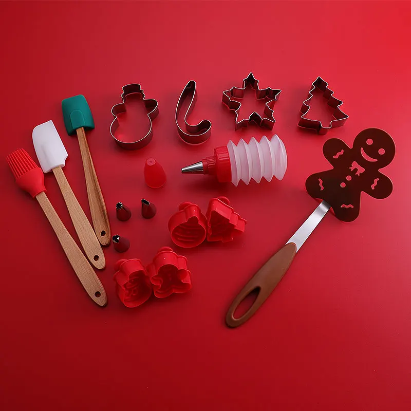 17Pcs set silicone spatula brush squeeze bottles plunger cutters baking cake biscuit cookie decoration tool