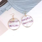 Earings Best Selling Popular Jewellery Vintage Purple Natural Stone Round Shape Earings 2021 Womens