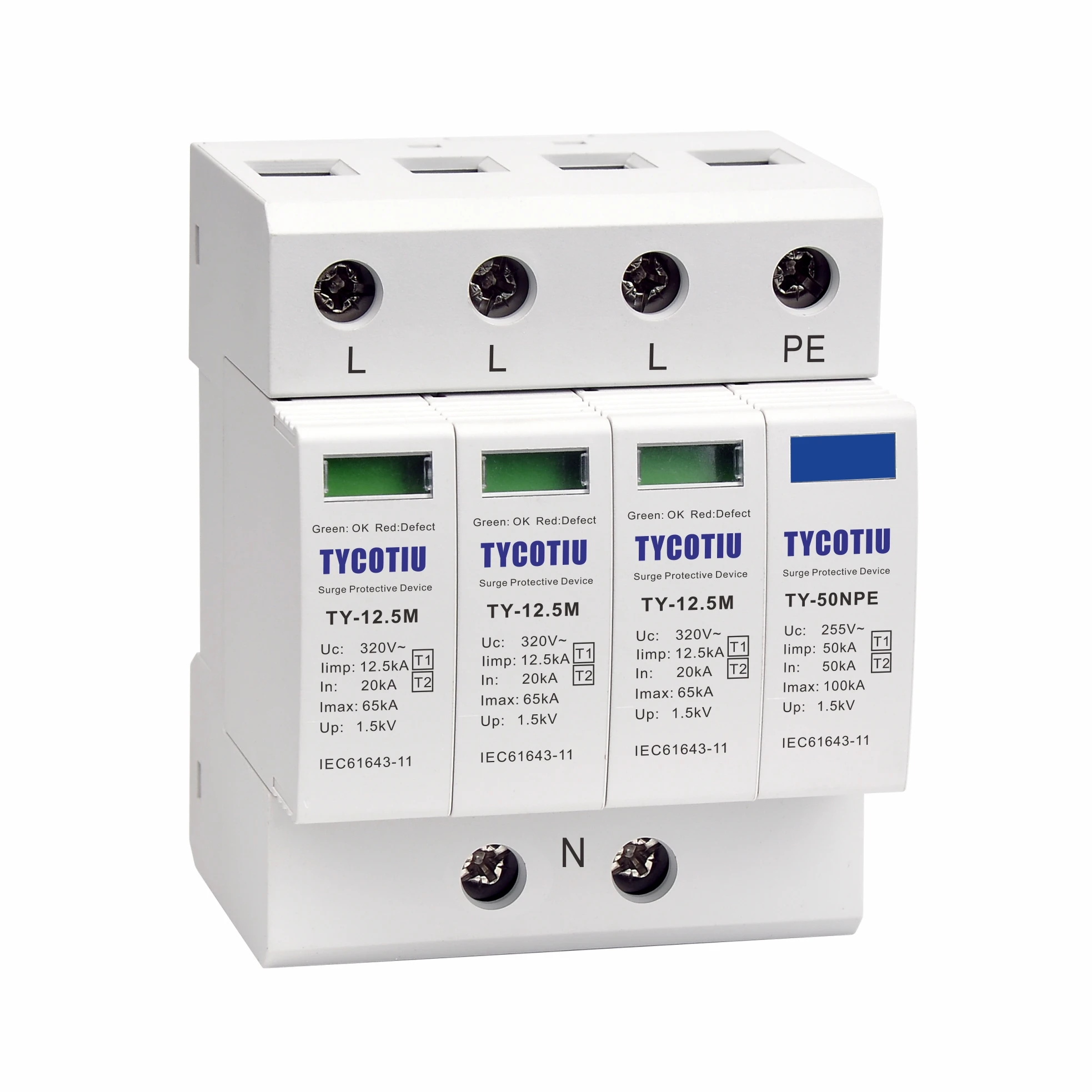 Tycotiu Ty 12 5m 3 1 12 5ka Ac Surge Protector Lightning Arrester Spd