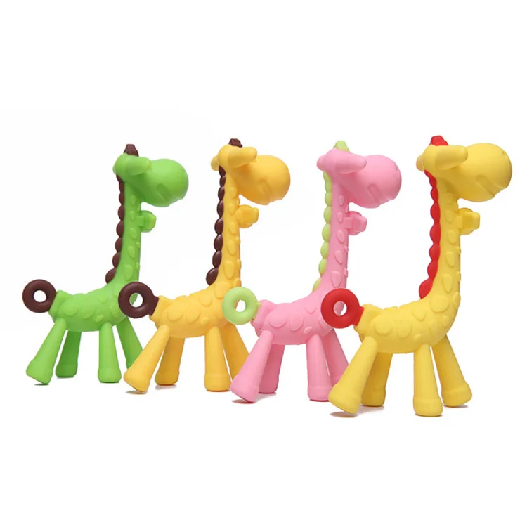 Baby Teether Toys Safety Silicone Biting Teething Chew Toy Giraffe for Baby Q 