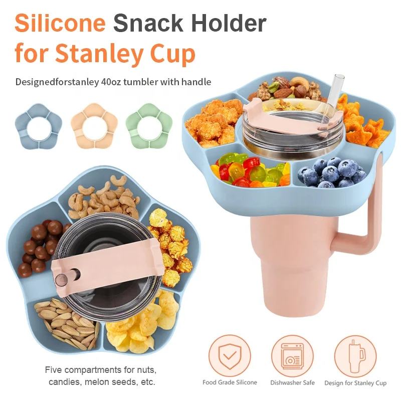 Snack Bowl For 40 Oz Tumbler With Handle Silicone Snack Bowl Tray Reusable Snack Ring Platters For Tumbler Cup