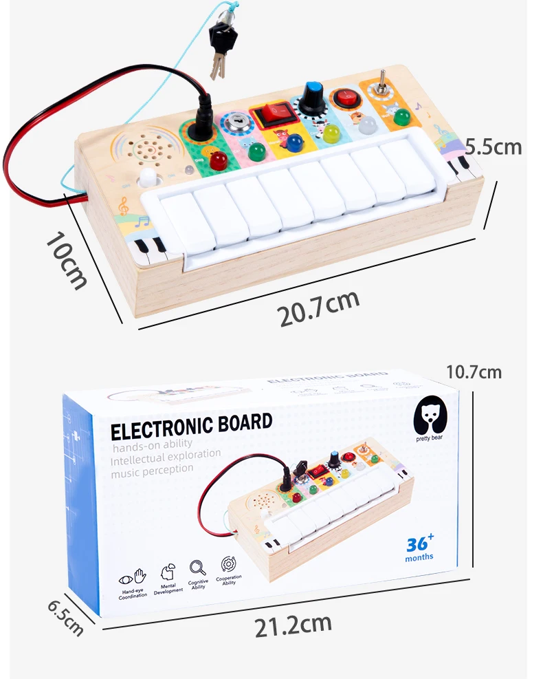 2023 Terbaru Balita Prasekolah Lampu LED Papan Fidget Tangan Persepsi Musik Elektronik Pabrik Mainan Papan Sibuk