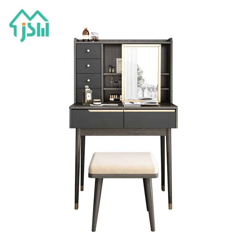 Modern Black Storage Drawers Furniture Bedroom Dresser Makeup Vanity Table Wholesale