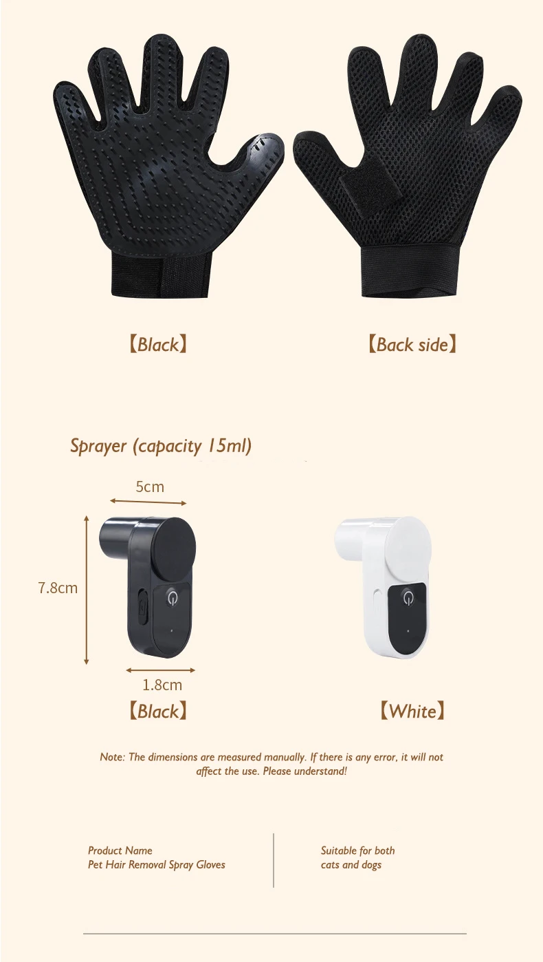 Hot Sale Pet Grooming Gloves for Cats Dogs Hair Removal and Cleaning Reusable Massage Spray Gloves Pet Products manufacture