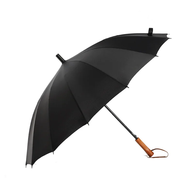 guarda chuva promotional custom 60inch Fiberglass Frame Windproof Straight wooden Golf Umbrellas With Logo Prints for the rain