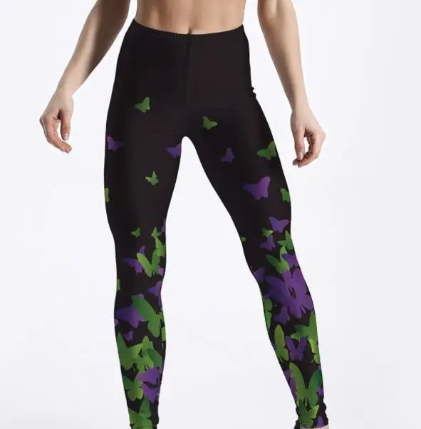 Fashionable Ouze hot selling tight hip leggings colorful butterfly printed leggings stretch sports pants