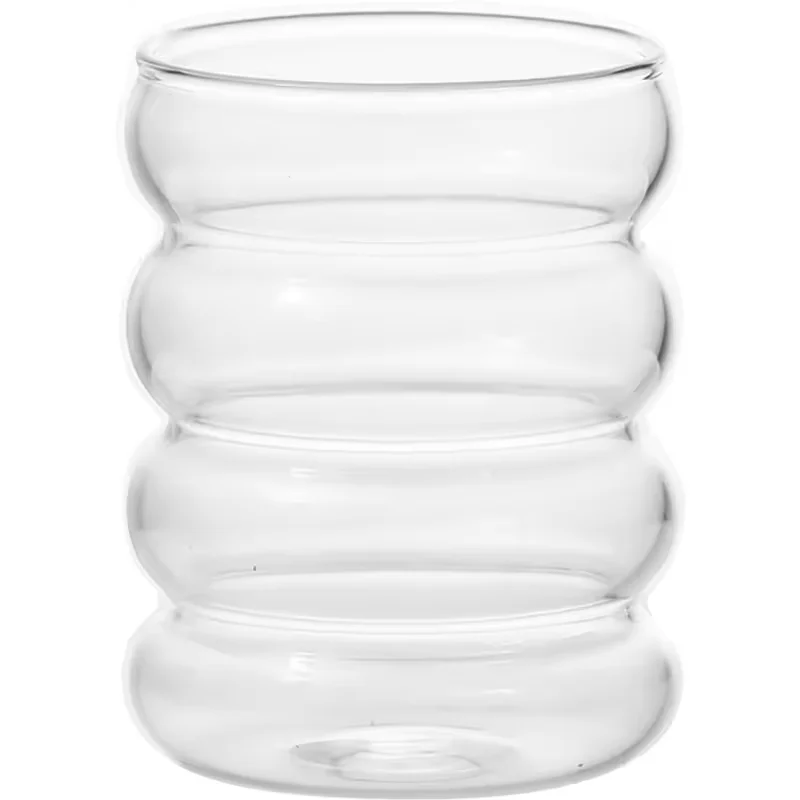 2024 hot sale High borosilicate  Glass coffee Cup Ripple Glassware Wave Shape Beverage Glasses for Iced Coffee Juice Water