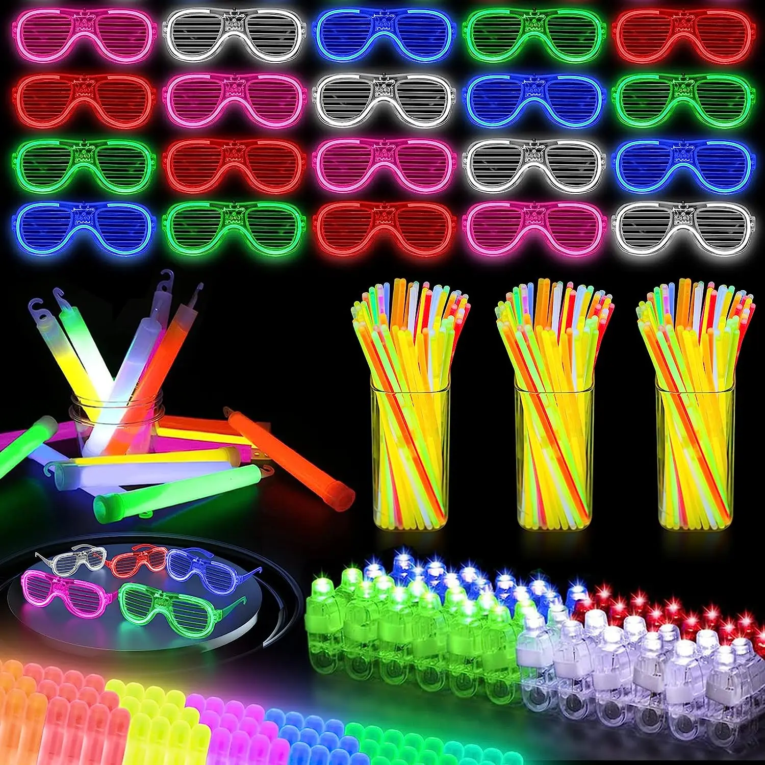 Party Favors for Kids LED Light Up Rings Goodie Bag Stuffers Treasure Box Toys for Classroom Prizes Glow in The Dark Party