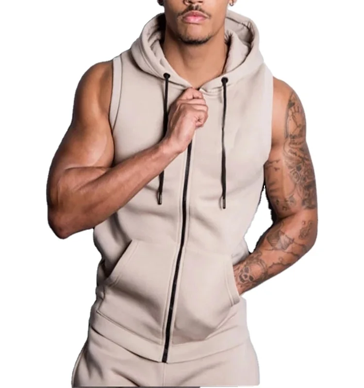Custom Wholesale Sleeveless Zip Hoodie 