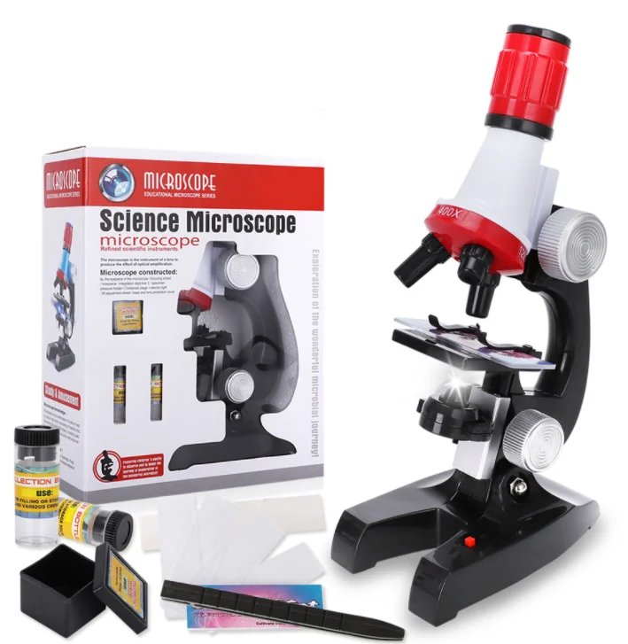 Kit De Microscopio De Los Niños Con Luz Niños Juguetes Educativos Ciencia Lupa 