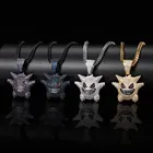 Full Iced Out Cartoon Hip Hop Jewelry Gengar CZ Pendant Necklace Cuban Mens Necklace With Pendant