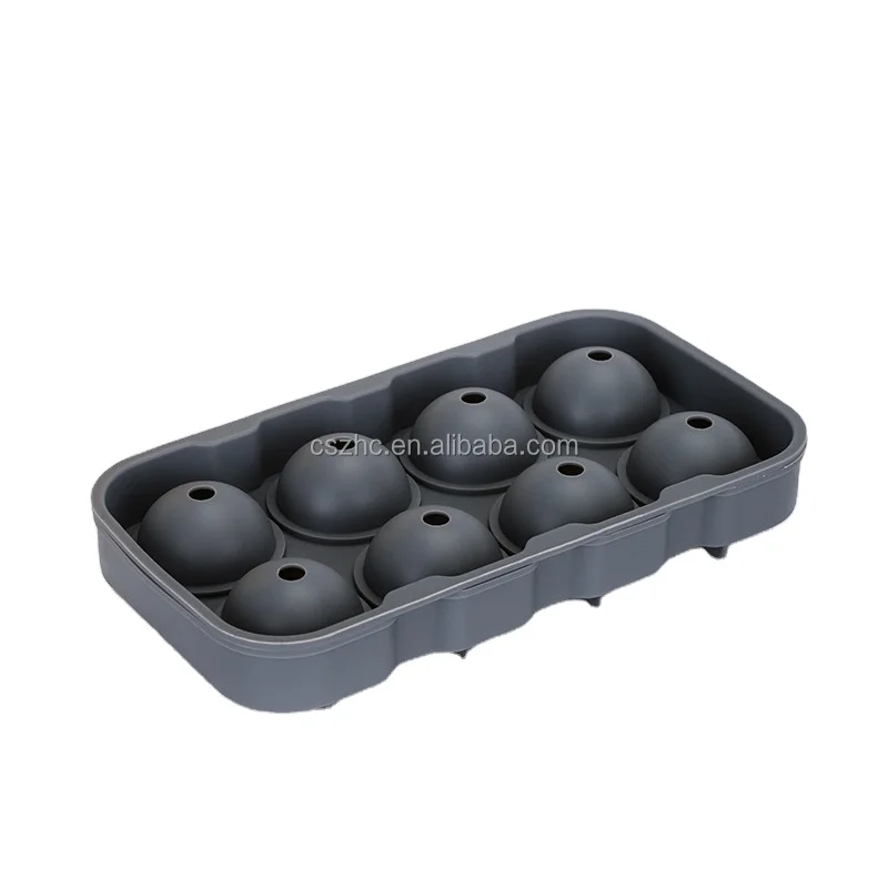 BPA Free Large 8 Holes Food Grade Silicone Spherical Ice Ball Maker Mold For Cocktails Whiskey