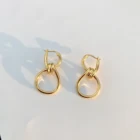 Hoop Dylam Knot Twisted Hoop Earring Retro Statement 18K Gold Plated Brass Unique Creative Geometric Earrings