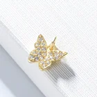 14k Gold Charm 14k Gold Plated 925 Sterling Silver Clear Zirconia Charm Butterfly Pendant