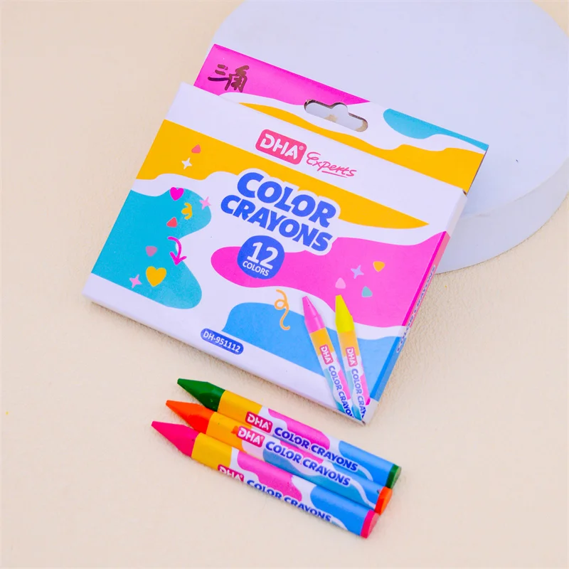 School Art Stationery 12 Colors Wax Crayon Set For Student