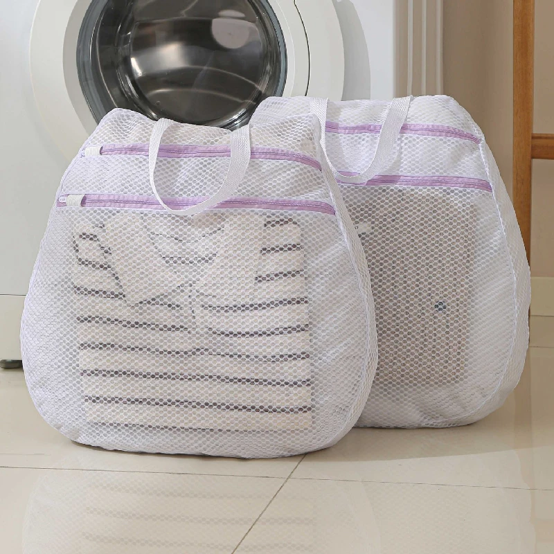 2025 New laundry bag household cellular polyester round laundry bag Washing machine clothes wash bag with handle