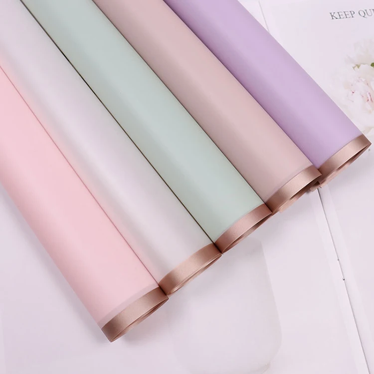 20pcs Waterproof Golden Rose Flower Wrapping Paper Korean Plastic Half Transparent Gift Wrap Florist Bouquet Wrapping Paper