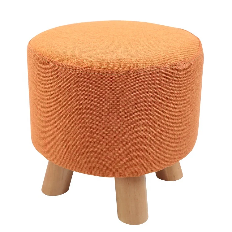 Customized Wooden Fabric Dining Stools Chair Footrest Shoe Changing Kids Ottoman Stool