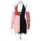 Skirt 2021 Splicing Hanging Neck Tie Dress Spring New Fashion Sexy Temperament Skirt