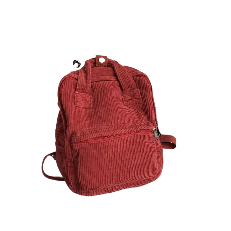 Custom Logo Vintage Designer Canvas Daily Travel Backpack Embroidery Corduroy School Book Bag