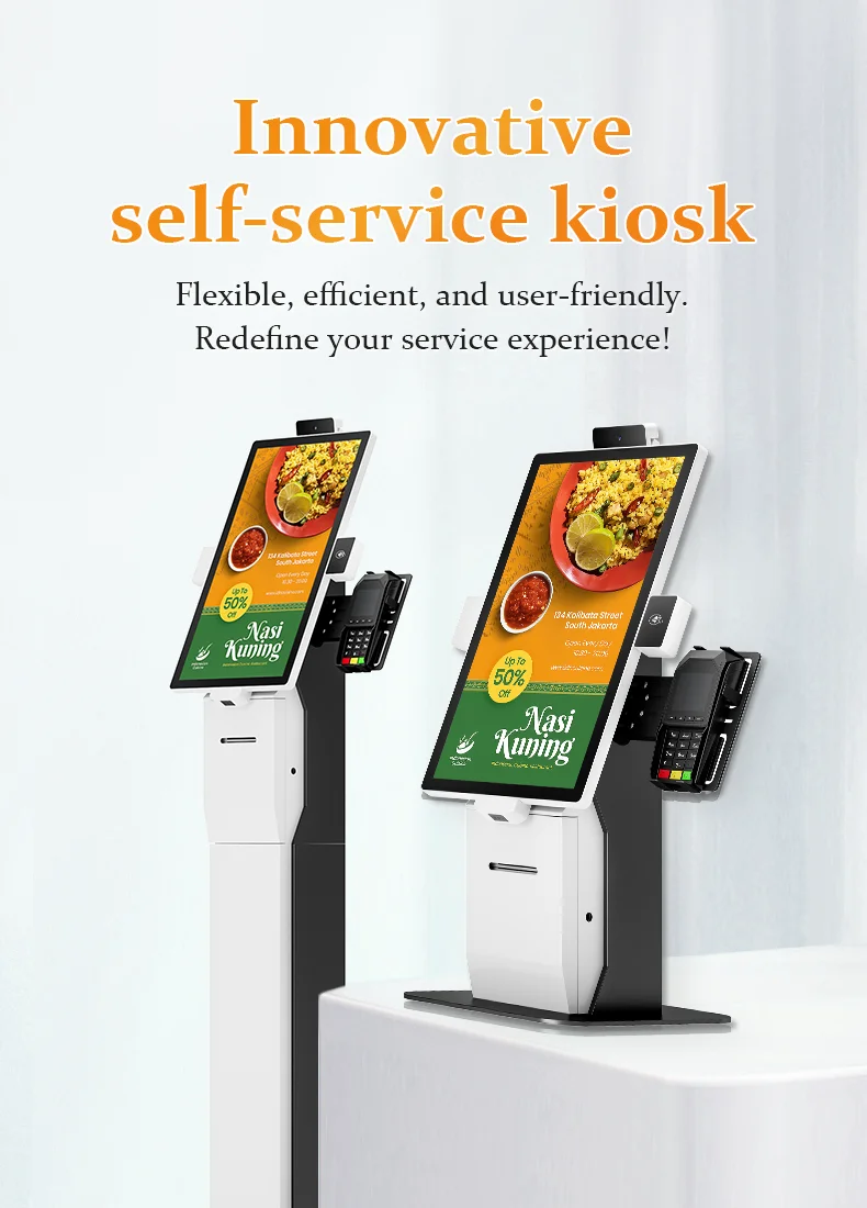Ordering Machine Payment Self-service Kiosk for Restaurant Touch Screen Kiosk 15.6 21.5 23.8 Inch Self Service Pos System factory