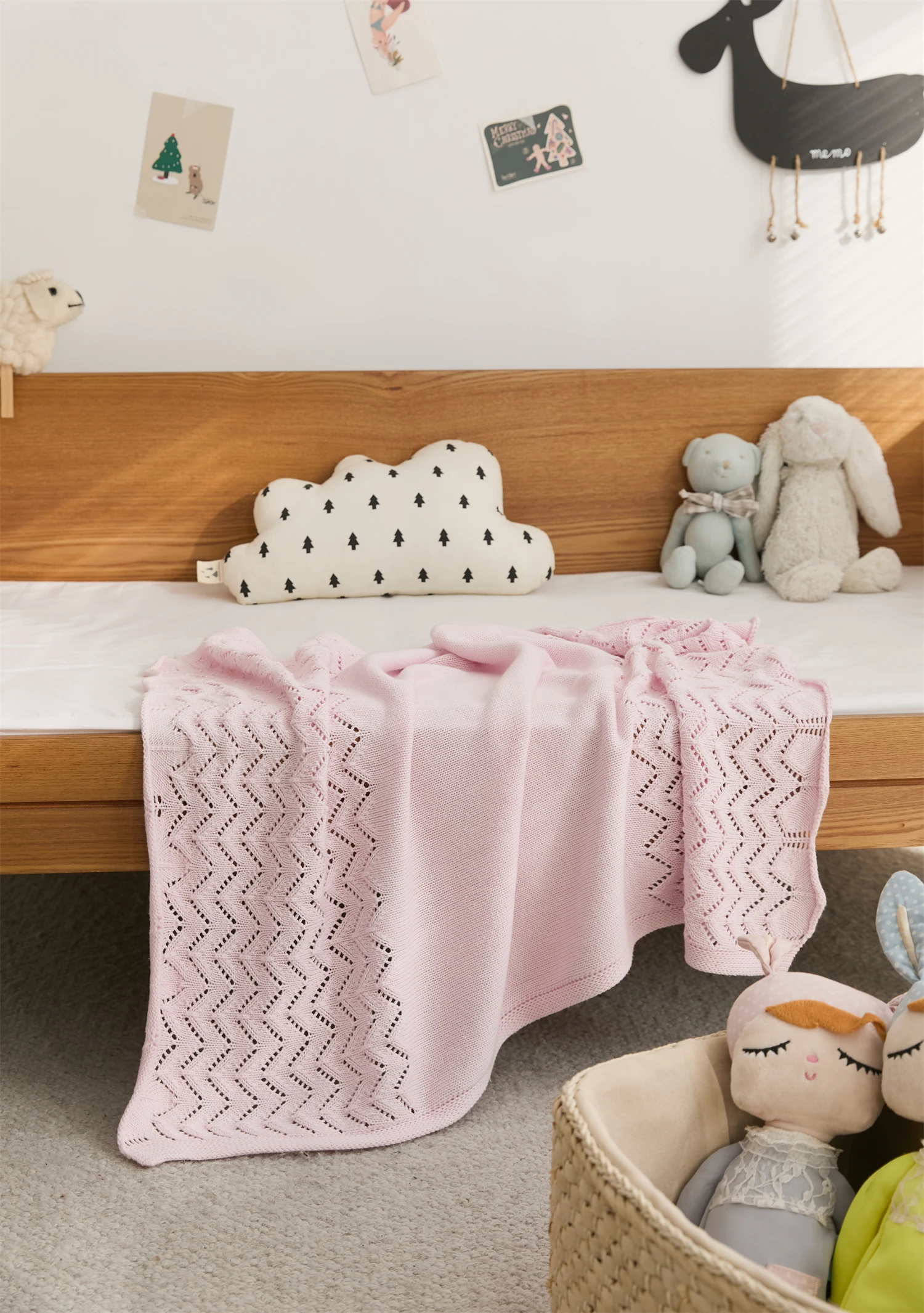 product high quality baby solid 100 cotton knitted blanket breathable soft throw blanket for children low moq-60